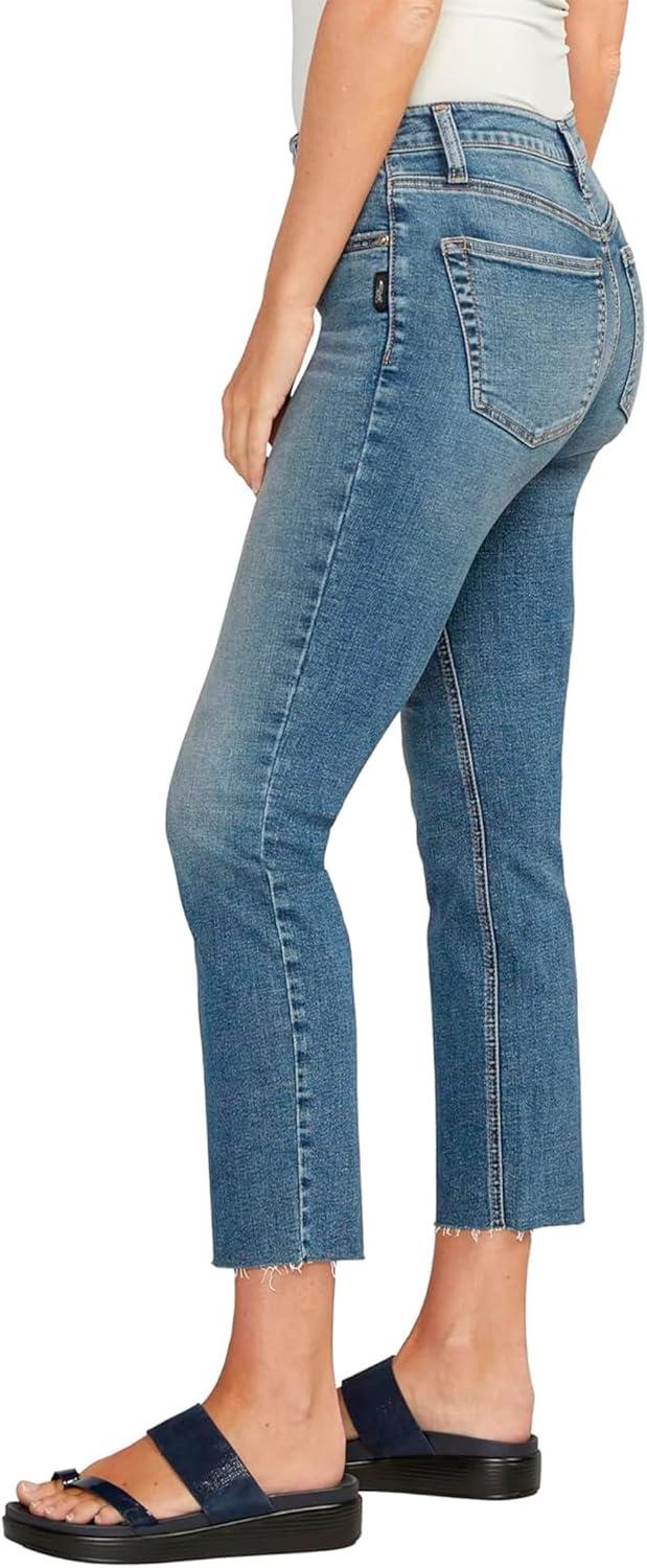 image:imageSilver Jeans Co Womens Most Wanted Mid Rise Straight Leg Crop JeansMed Wash Ccg399