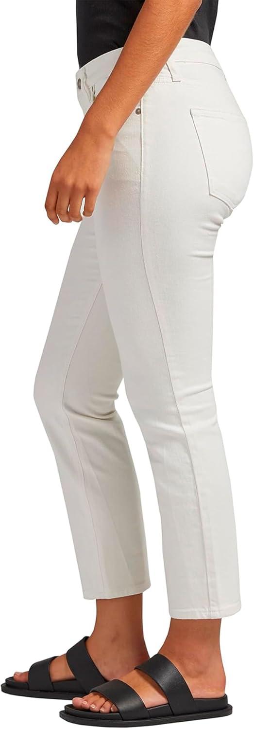 image:imageSilver Jeans Co Womens Most Wanted Mid Rise Straight Leg Crop JeansOff White Cropped