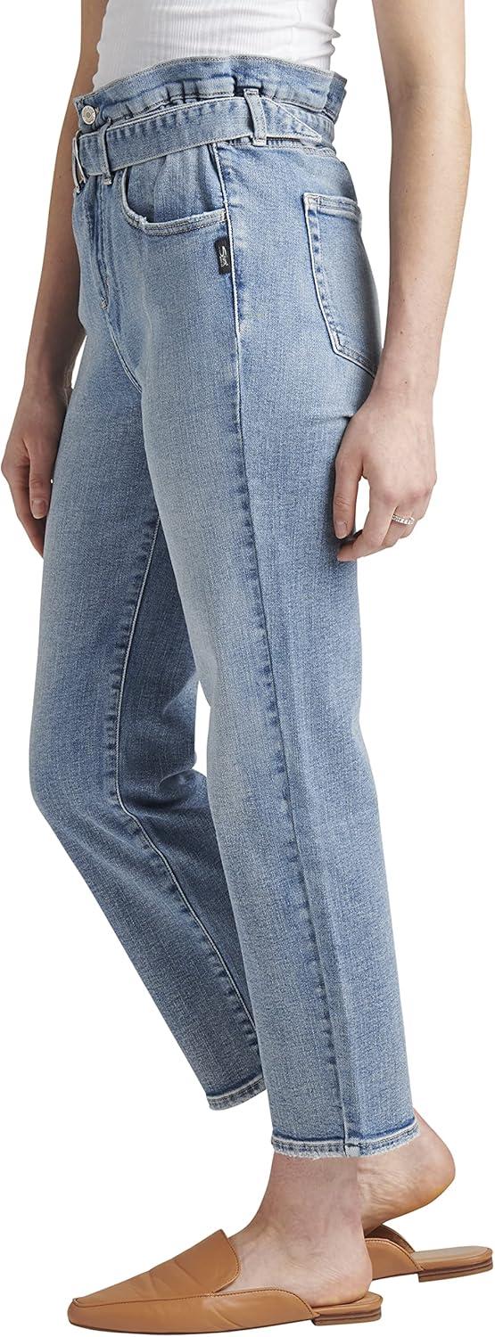 image:imageSilver Jeans Co Womens Paper Bag High Rise Straight Crop JeansMed Wash Soc277