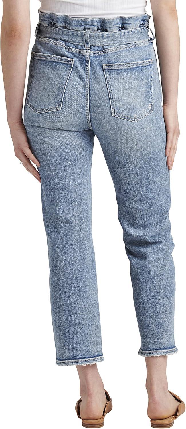 image:imageSilver Jeans Co Womens Paper Bag High Rise Straight Crop JeansMed Wash Soc277