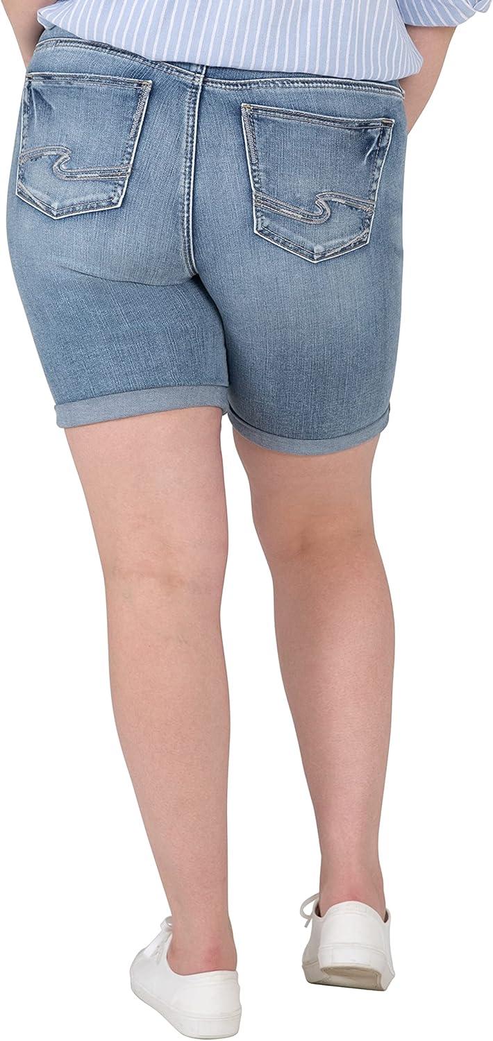 image:imageSilver Jeans Co Womens Plus Size Avery High Rise Curvy Fit Bermuda ShortCuffed Eco Wash