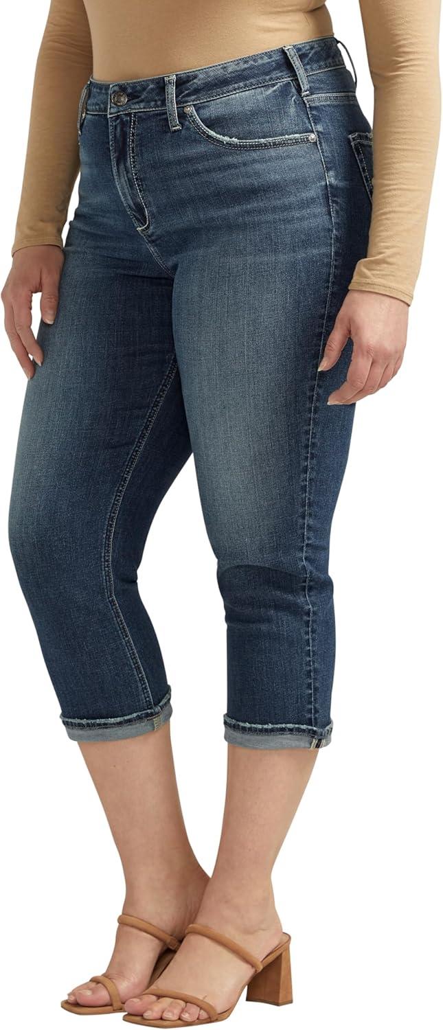 image:imageSilver Jeans Co Womens Plus Size Avery High Rise Curvy Fit Capri JeansMed Wash Cvs312