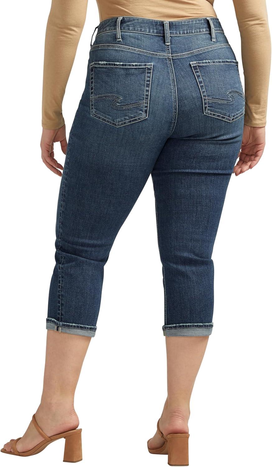 image:imageSilver Jeans Co Womens Plus Size Avery High Rise Curvy Fit Capri JeansMed Wash Cvs312