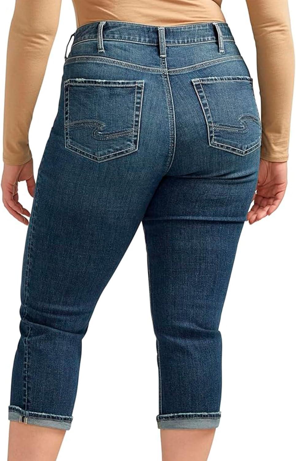 image:imageSilver Jeans Co Womens Plus Size AveryDenim High Rise Curvy Fit Capri JeansMed Wash Cvs312