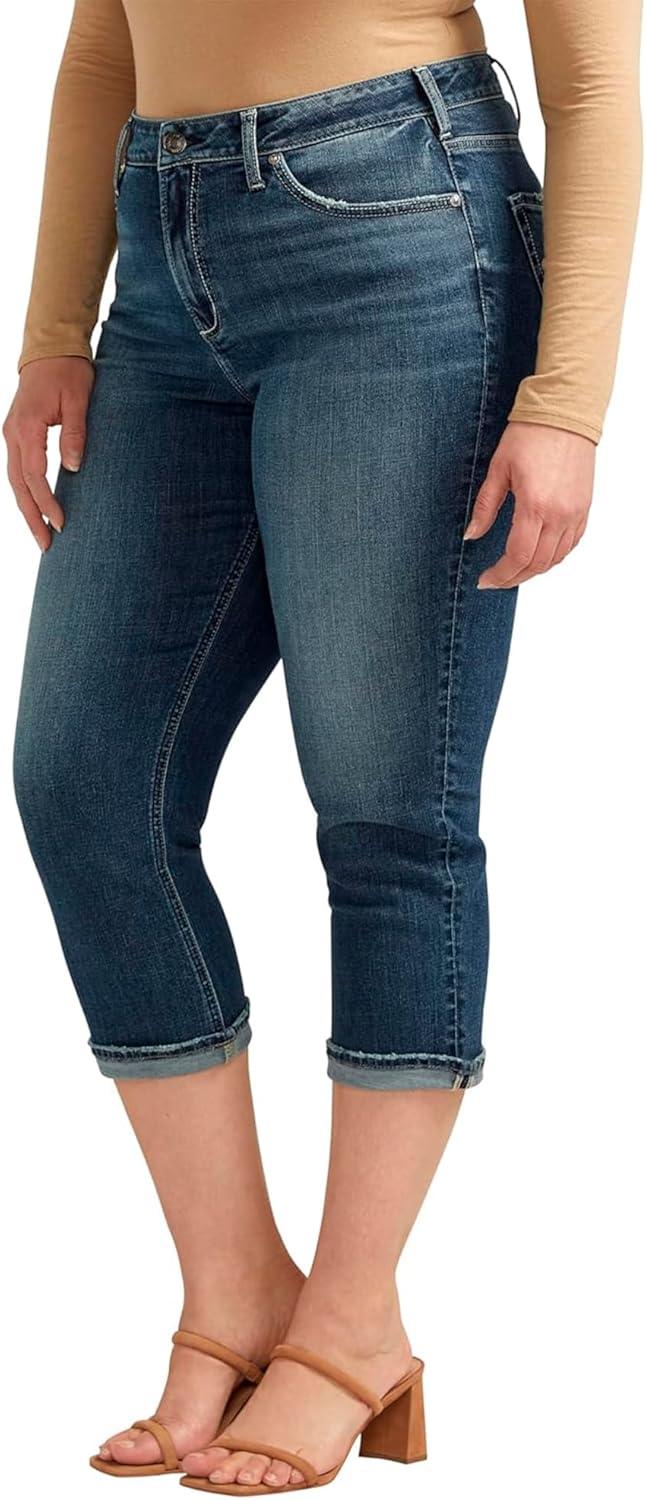 image:imageSilver Jeans Co Womens Plus Size AveryDenim High Rise Curvy Fit Capri JeansMed Wash Cvs312