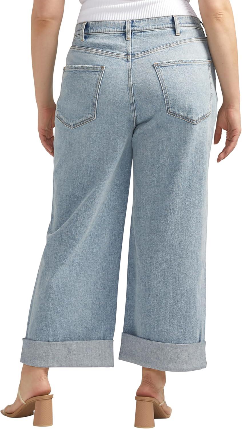 image:imageSilver Jeans Co Womens Plus Size Baggy Mid Rise Wide Leg Cropped JeansLegacyIndigo
