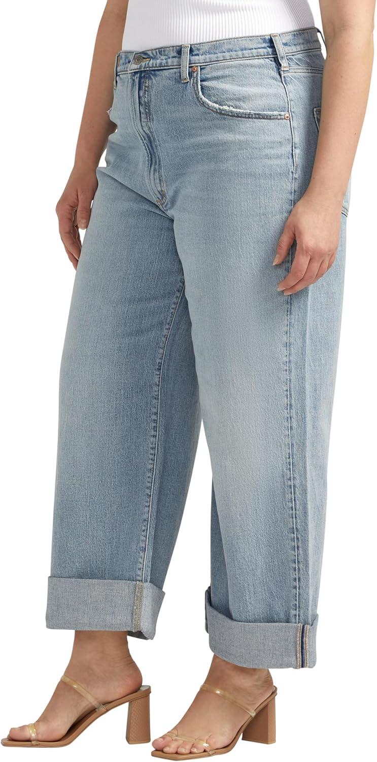 image:imageSilver Jeans Co Womens Plus Size Baggy Mid Rise Wide Leg Cropped JeansLegacyIndigo