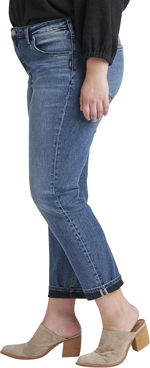 image:imageSilver Jeans Co Womens Plus Size Beau Mid Rise Slim Leg JeansDark Wash Edb364