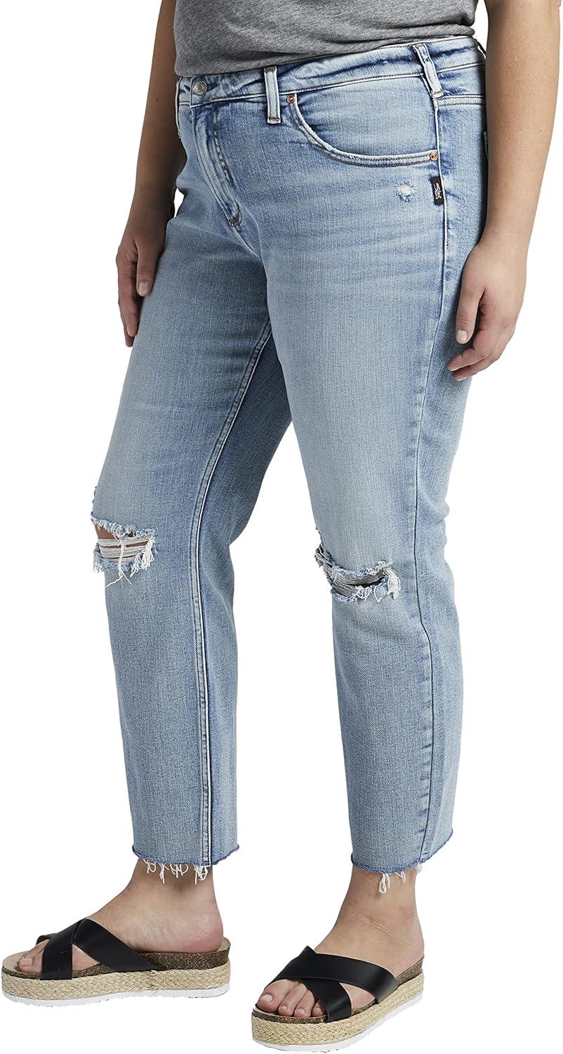 image:imageSilver Jeans Co Womens Plus Size Beau Mid Rise Slim Leg JeansLight Wash Soc174