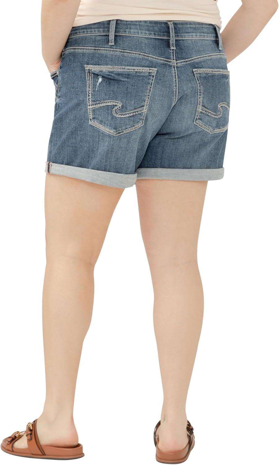 image:imageSilver Jeans Co Womens Plus Size Boyfriend Mid Rise ShortDark Wash