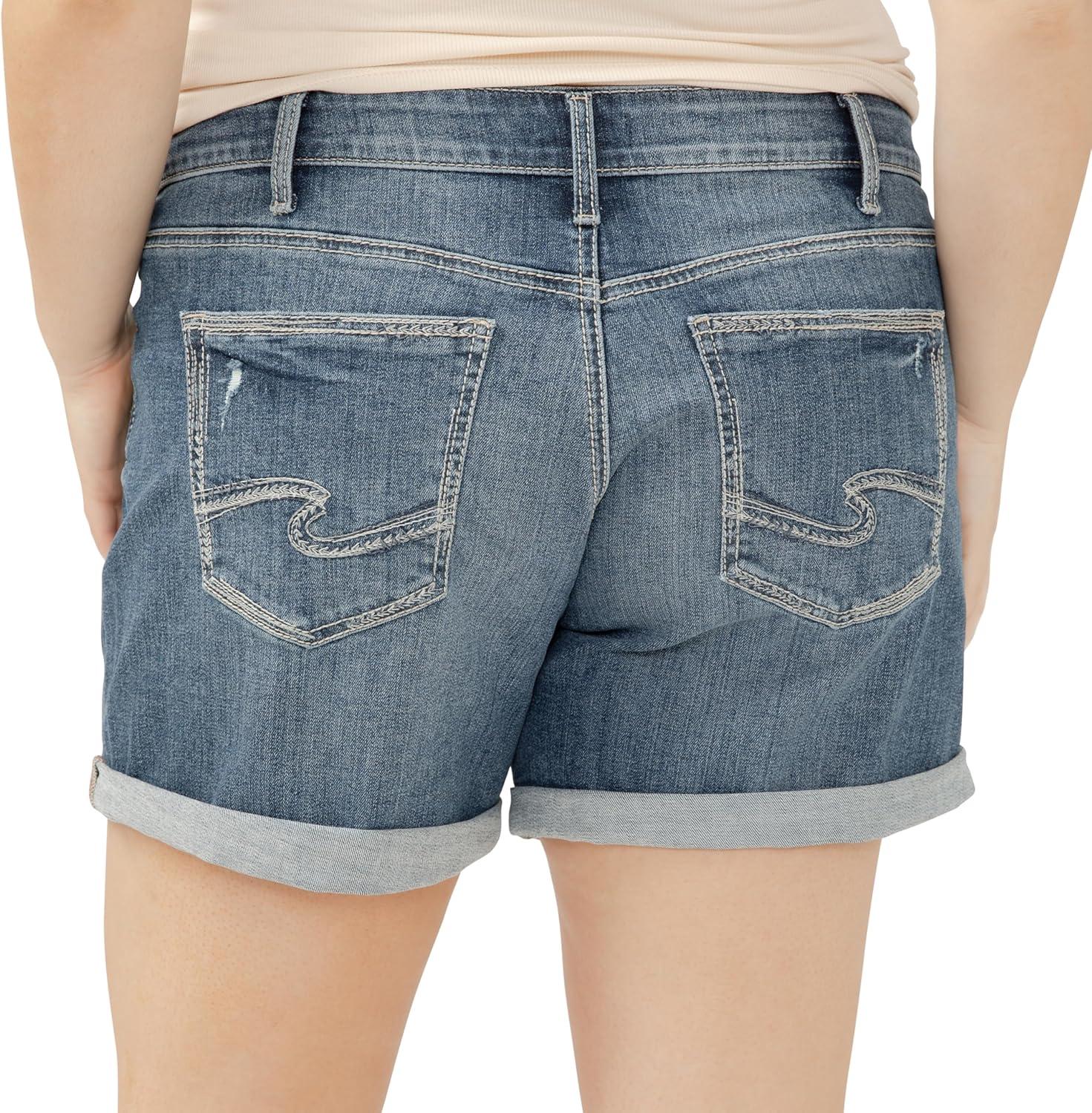 image:imageSilver Jeans Co Womens Plus Size Boyfriend Mid Rise ShortDark Wash