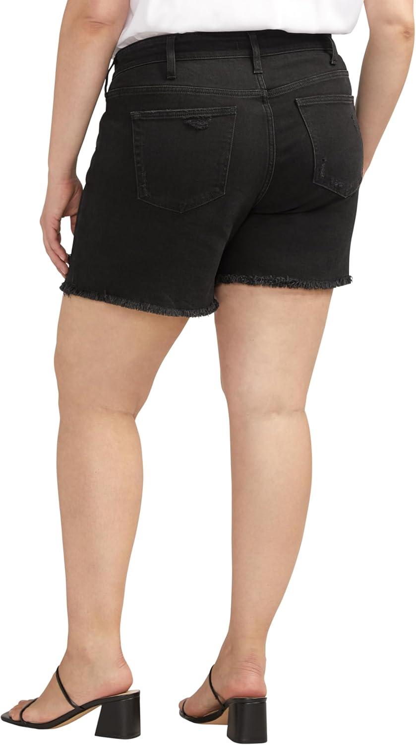 image:imageSilver Jeans Co Womens Plus Size Boyfriend Mid Rise ShortDark Wash Boa534