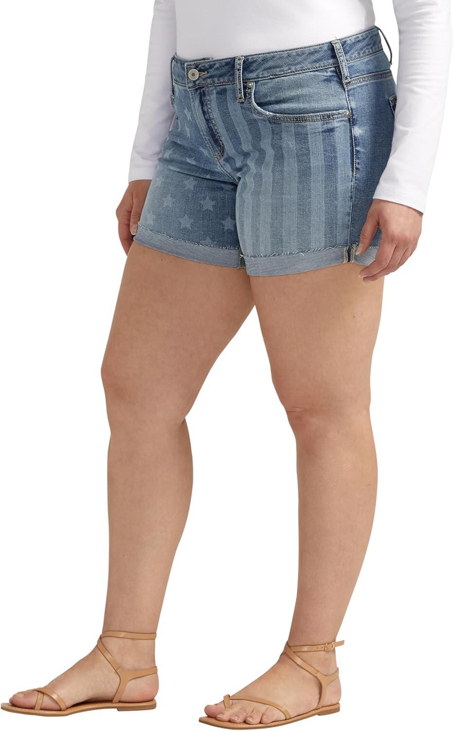 image:imageSilver Jeans Co Womens Plus Size Boyfriend Mid Rise ShortIndigo