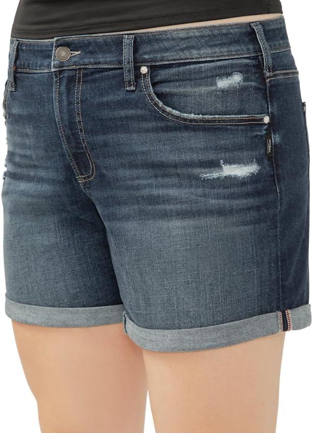 image:imageSilver Jeans Co Womens Plus Size Boyfriend Mid Rise ShortLuxe Stretch Dark Indigo