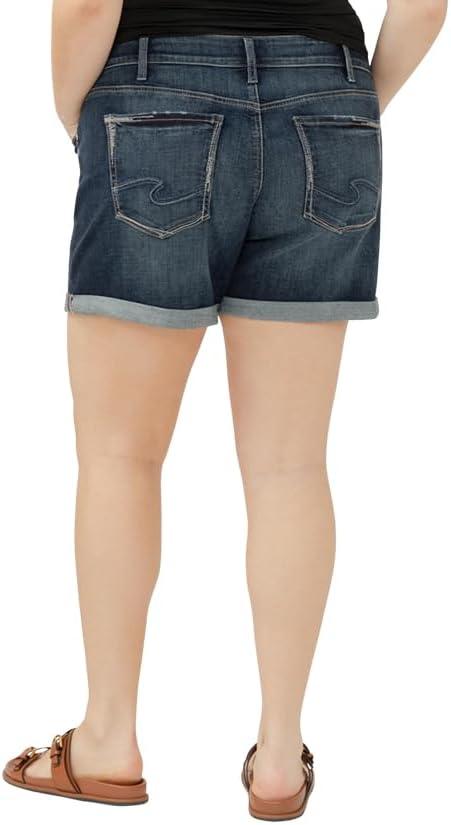 image:imageSilver Jeans Co Womens Plus Size Boyfriend Mid Rise ShortLuxe Stretch Dark Indigo