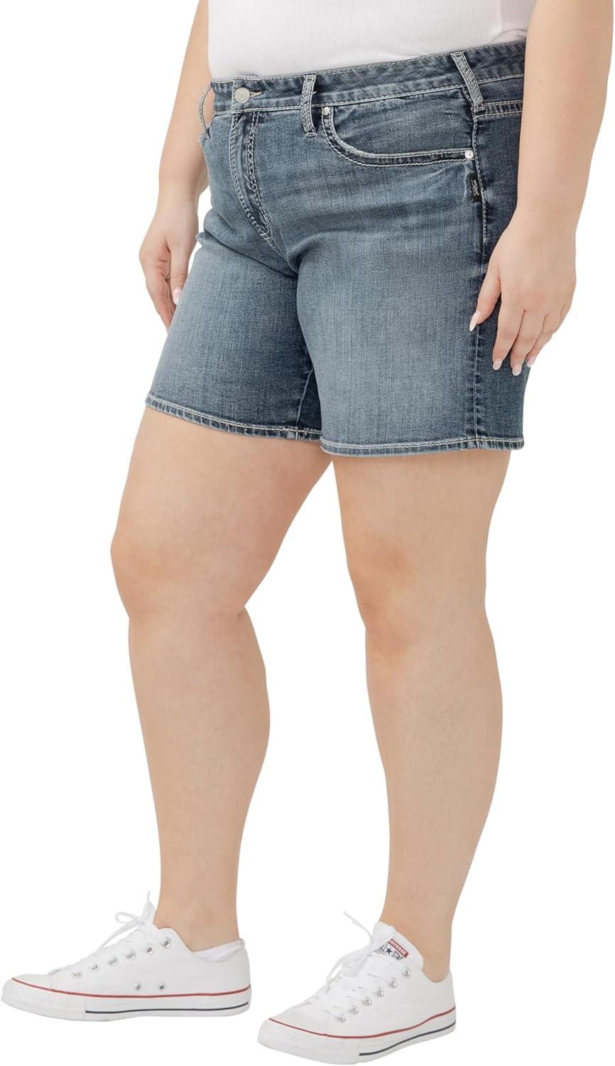 image:imageSilver Jeans Co Womens Plus Size Boyfriend Mid Rise ShortLuxe Stretch Glory