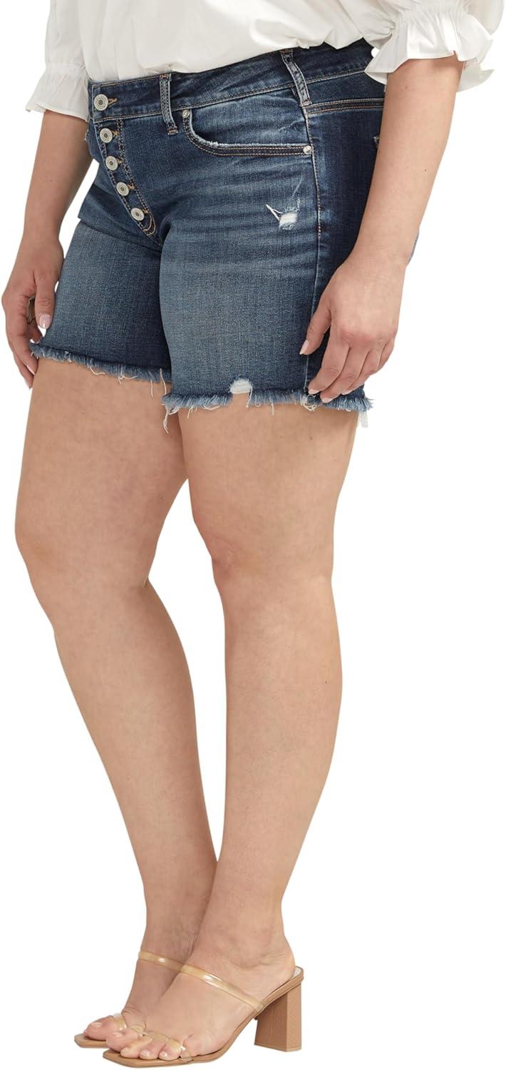 image:imageSilver Jeans Co Womens Plus Size Boyfriend Mid Rise ShortMed Wash Cvs313