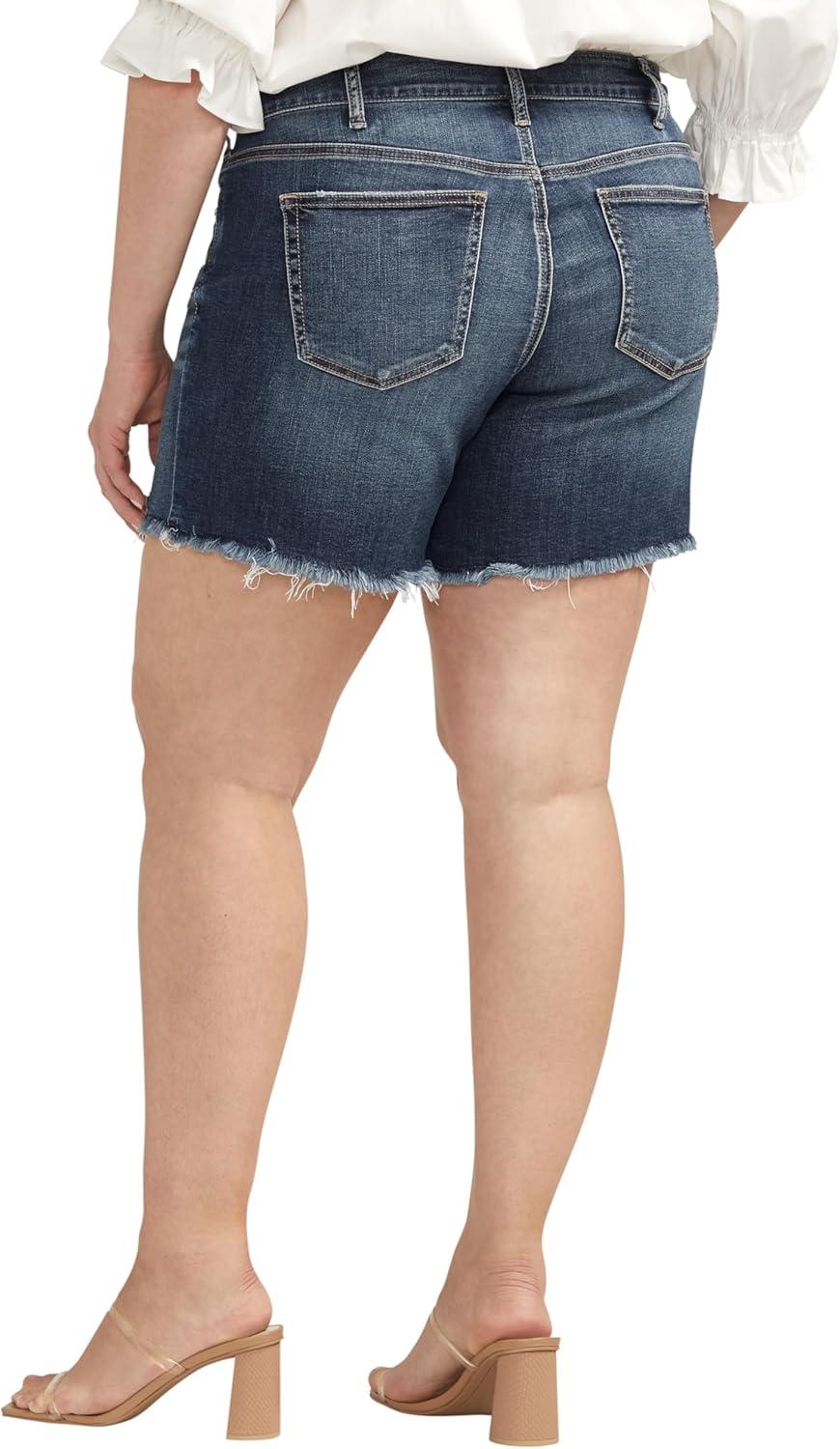 image:imageSilver Jeans Co Womens Plus Size Boyfriend Mid Rise ShortMed Wash Cvs313
