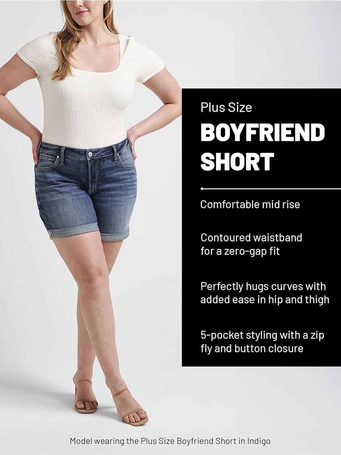 image:imageSilver Jeans Co Womens Plus Size Boyfriend Mid Rise ShortMed Wash Cvs313