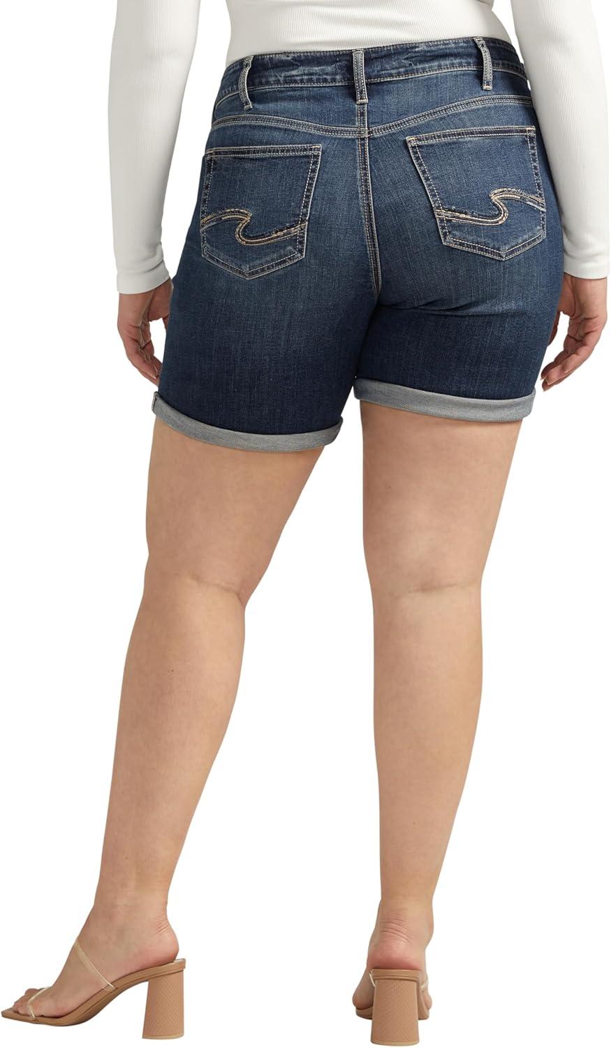 image:imageSilver Jeans Co Womens Plus Size Boyfriend Mid Rise ShortMed Wash Cvs376