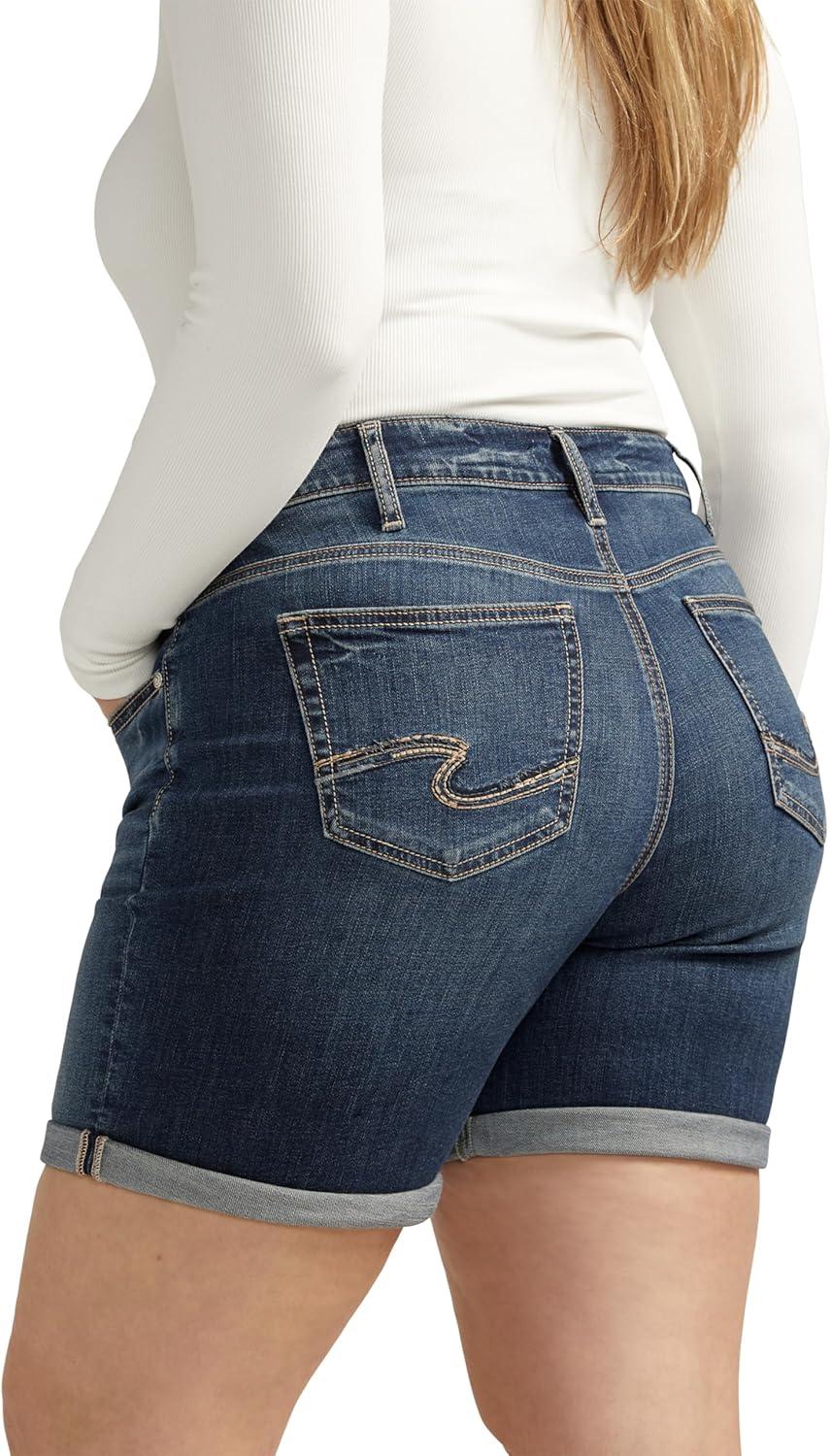 image:imageSilver Jeans Co Womens Plus Size Boyfriend Mid Rise ShortMed Wash Cvs376