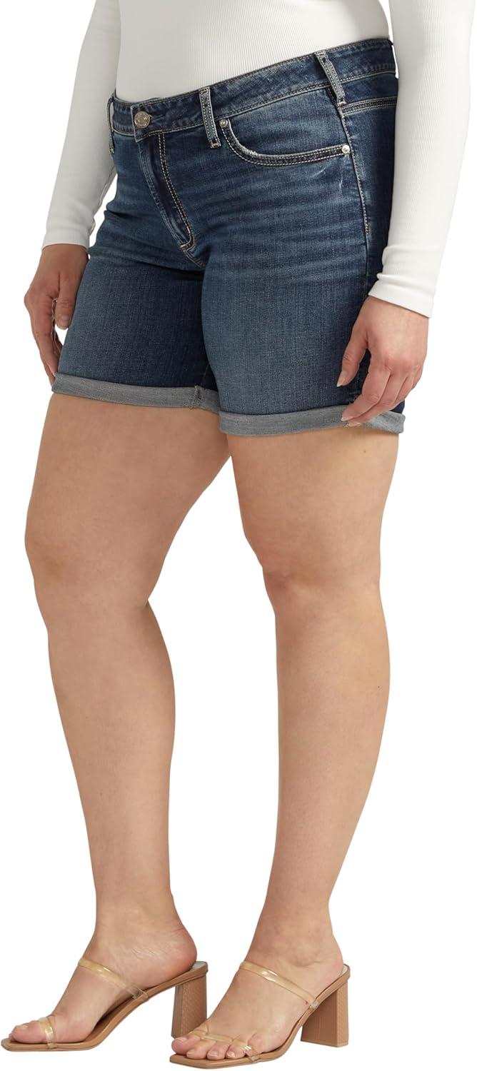 image:imageSilver Jeans Co Womens Plus Size Boyfriend Mid Rise ShortMed Wash Cvs376