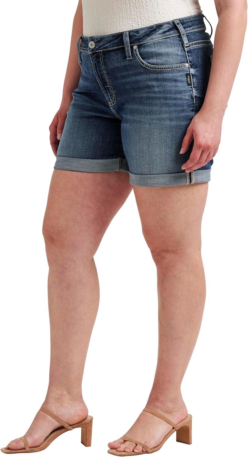 image:imageSilver Jeans Co Womens Plus Size Boyfriend Mid Rise ShortMed Wash Cvs383