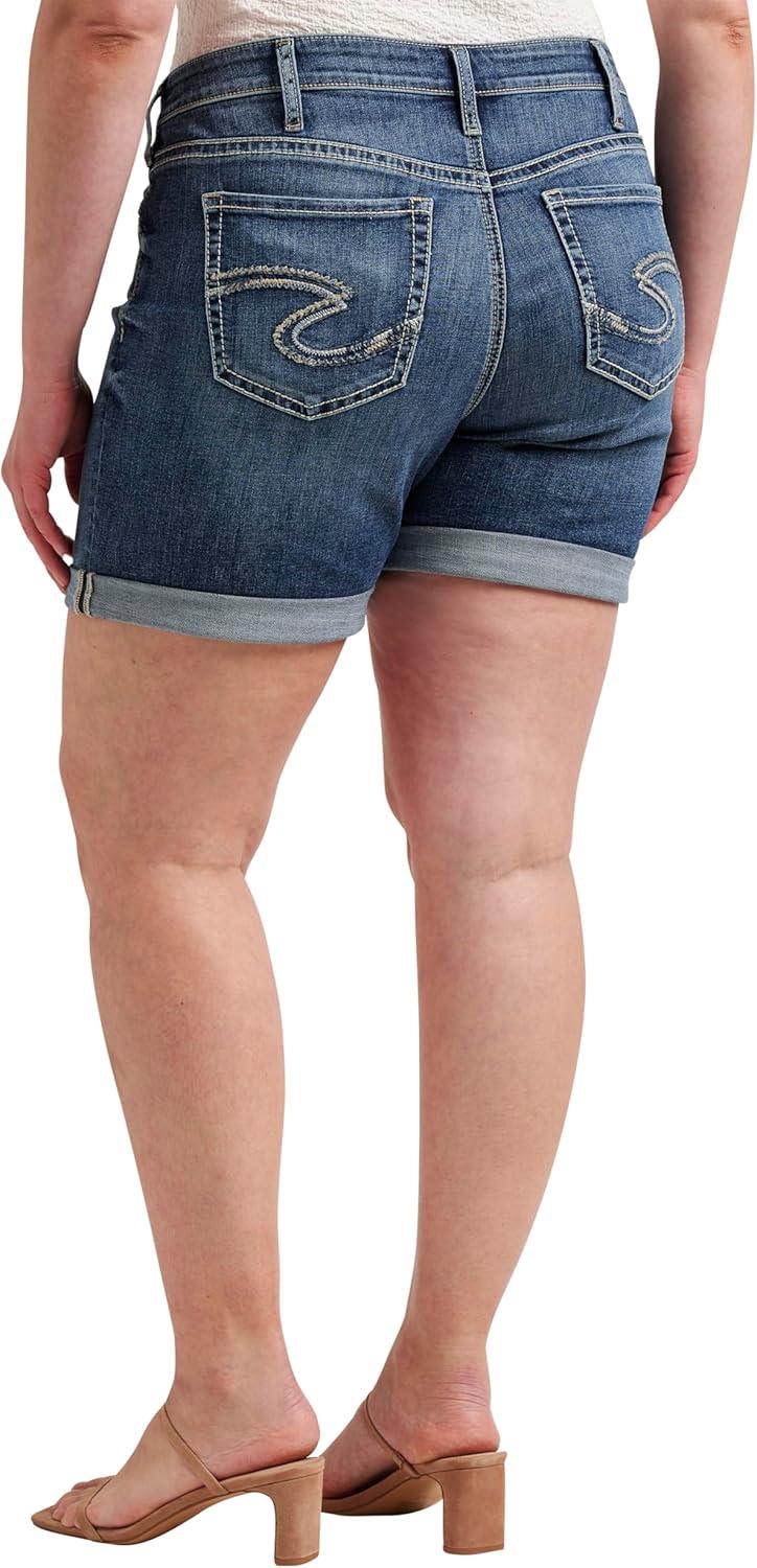 image:imageSilver Jeans Co Womens Plus Size Boyfriend Mid Rise ShortMed Wash Cvs383