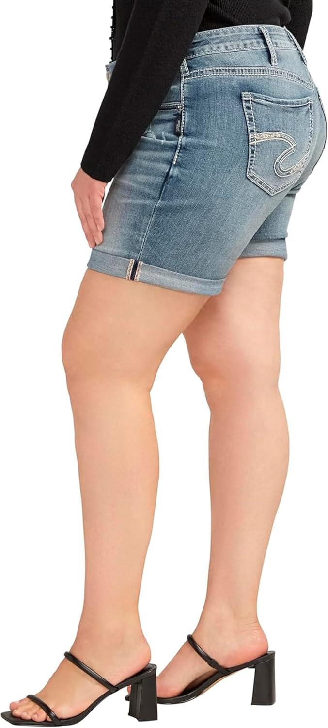 image:imageSilver Jeans Co Womens Plus Size Boyfriend Mid Rise ShortMed Wash Cvs384