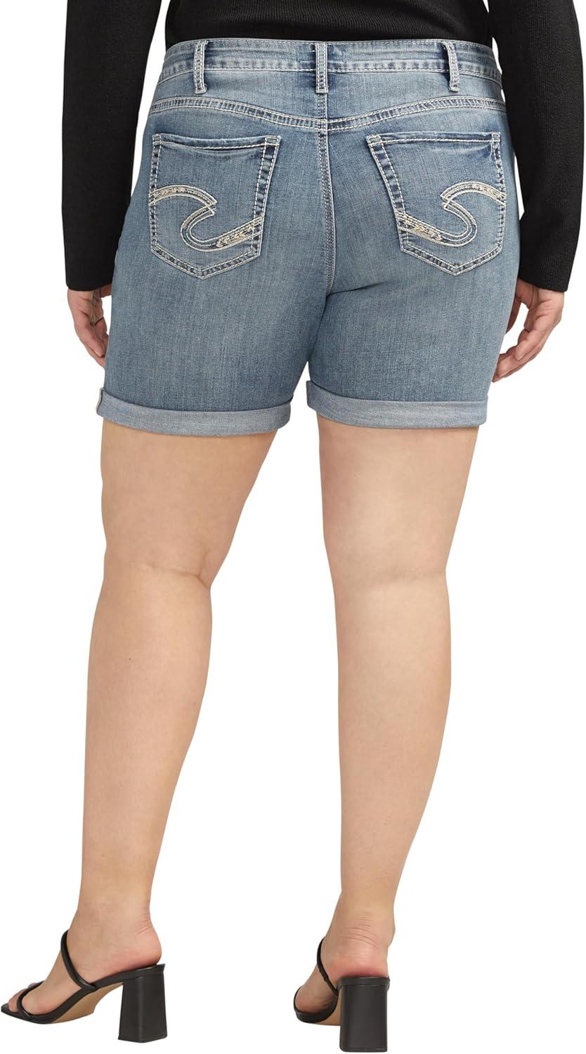 image:imageSilver Jeans Co Womens Plus Size Boyfriend Mid Rise ShortMed Wash Cvs384