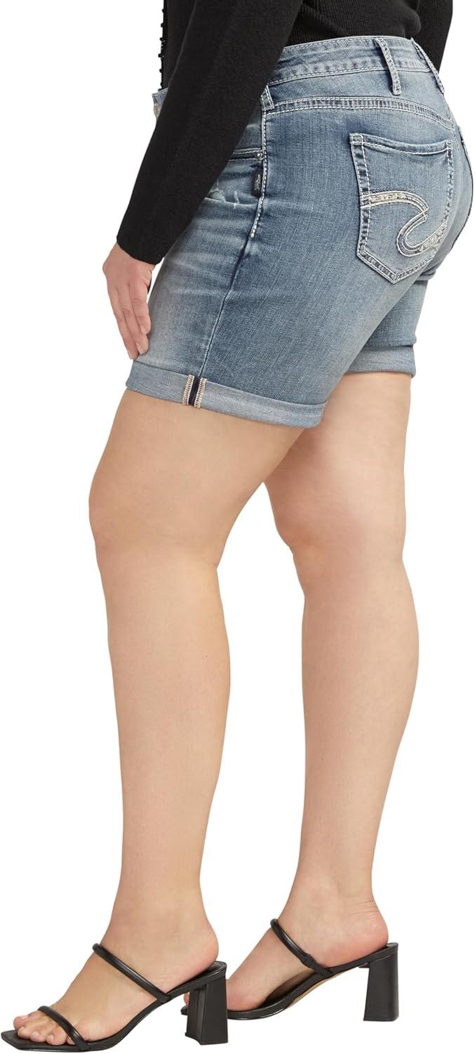 image:imageSilver Jeans Co Womens Plus Size Boyfriend Mid Rise ShortMed Wash Cvs384