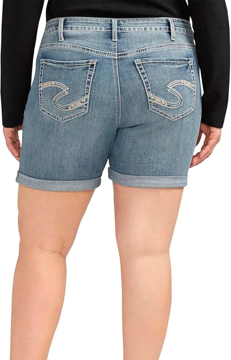 image:imageSilver Jeans Co Womens Plus Size Boyfriend Mid Rise ShortMed Wash Cvs384