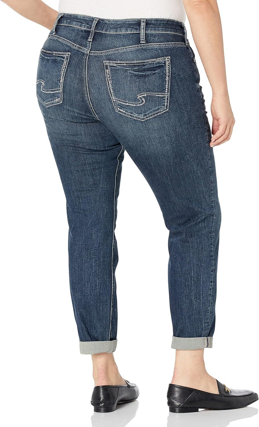 image:imageSilver Jeans Co Womens Plus Size Boyfriend Mid Rise Slim Leg Jeans LegacyDark Heritage Egx485