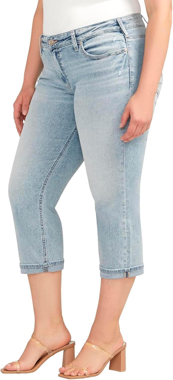 image:imageSilver Jeans Co Womens Plus Size Britt Low Rise Curvy Fit Capri Jeans LegacyMed Wash Cvs245