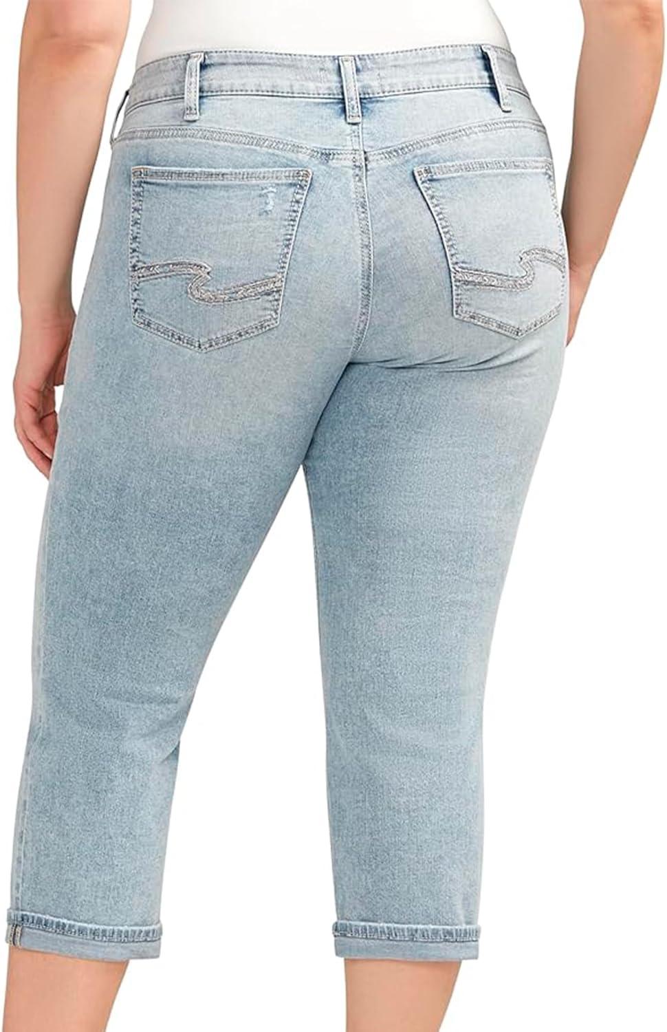 image:imageSilver Jeans Co Womens Plus Size Britt Low Rise Curvy Fit Capri Jeans LegacyMed Wash Cvs245