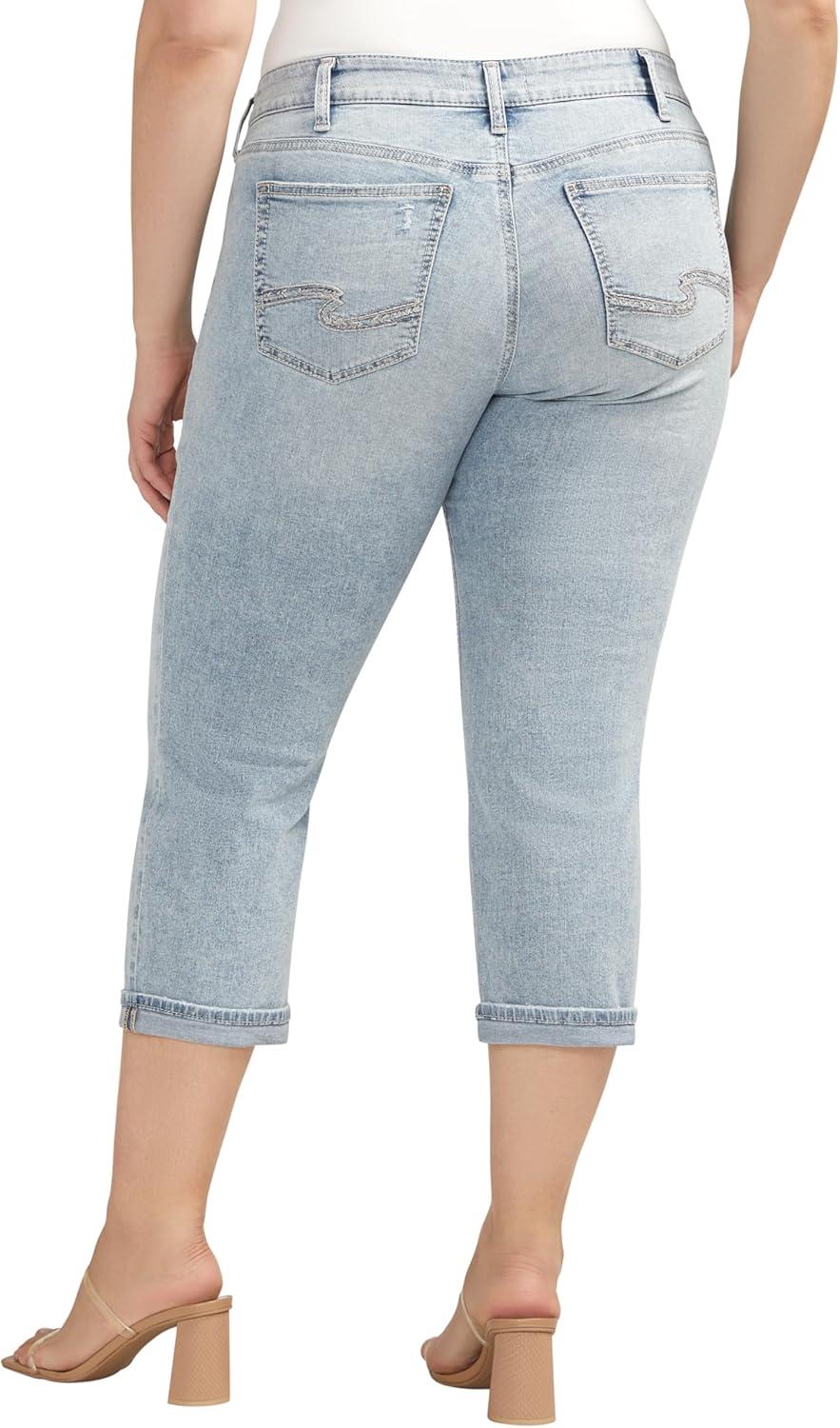 image:imageSilver Jeans Co Womens Plus Size Britt Low Rise Curvy Fit Capri Jeans LegacyMed Wash Cvs245