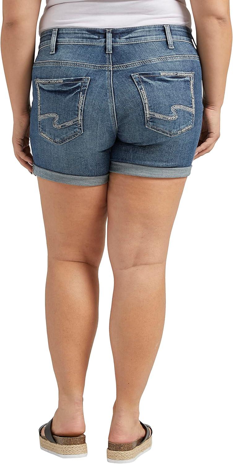 image:imageSilver Jeans Co Womens Plus Size Britt Low Rise Curvy Fit ShortMed Wash Eae394