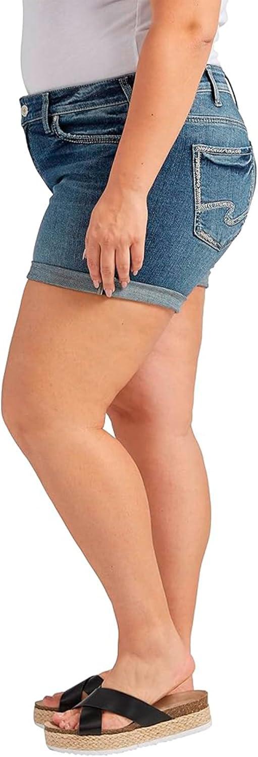 image:imageSilver Jeans Co Womens Plus Size Britt Low Rise Curvy Fit ShortMed Wash Eae394