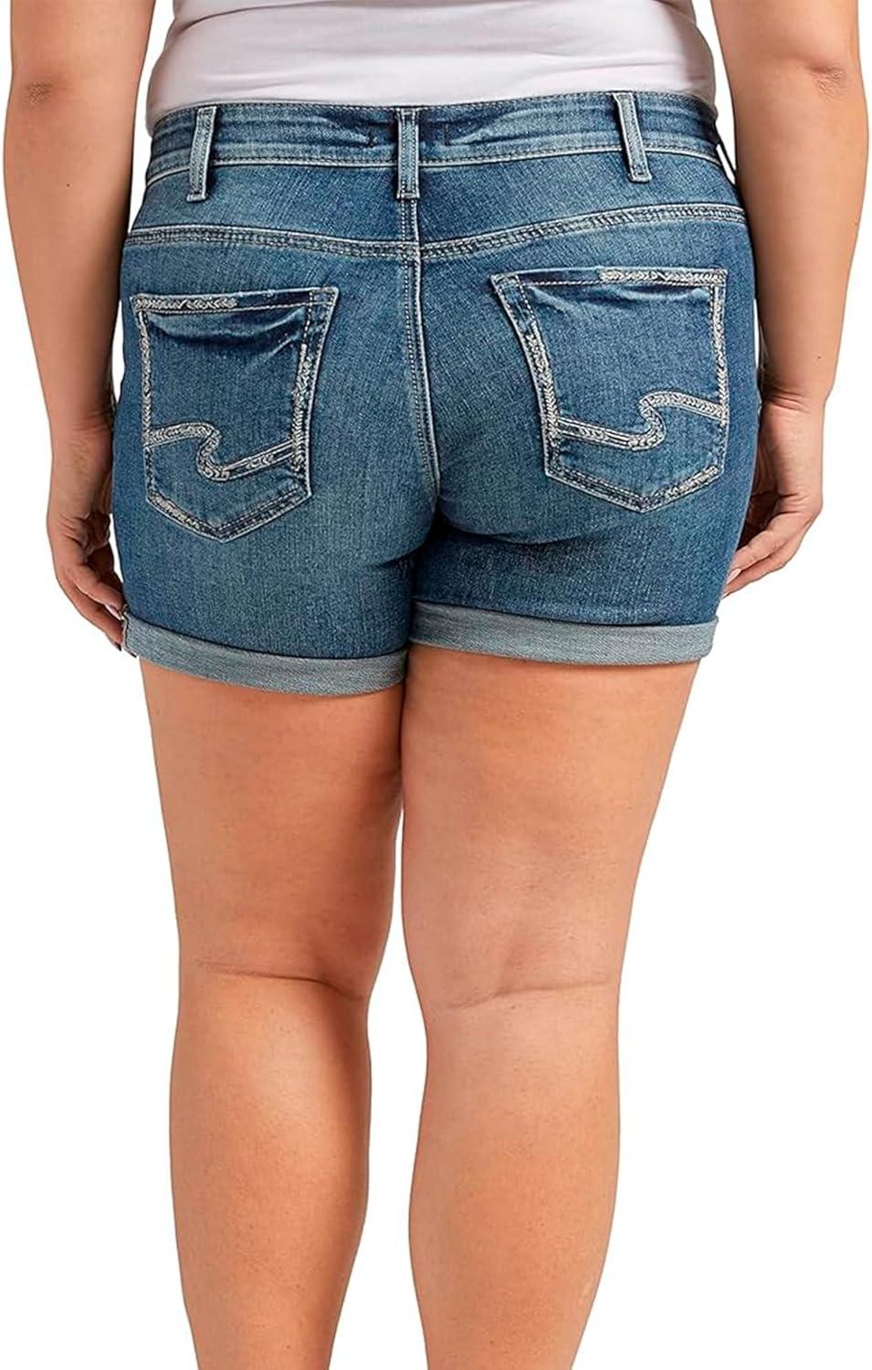image:imageSilver Jeans Co Womens Plus Size Britt Low Rise Curvy Fit ShortMed Wash Eae394