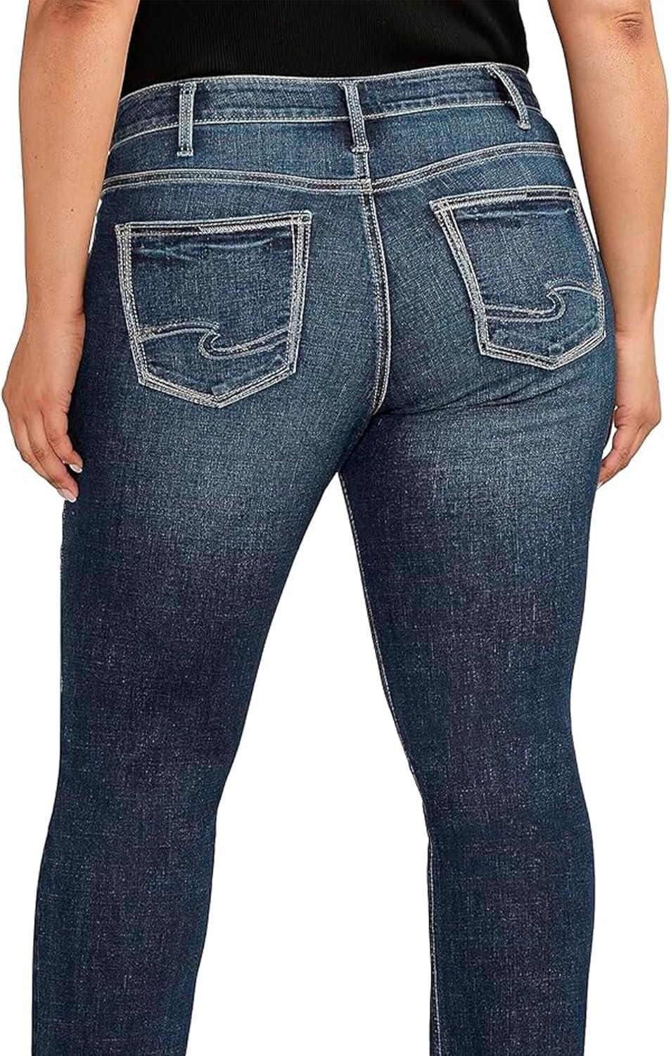 image:imageSilver Jeans Co Womens Plus Size Britt Low Rise Curvy Fit Straight Leg JeansDark Wash Ecf498