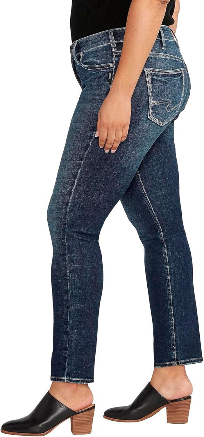 image:imageSilver Jeans Co Womens Plus Size Britt Low Rise Curvy Fit Straight Leg JeansDark Wash Ecf498