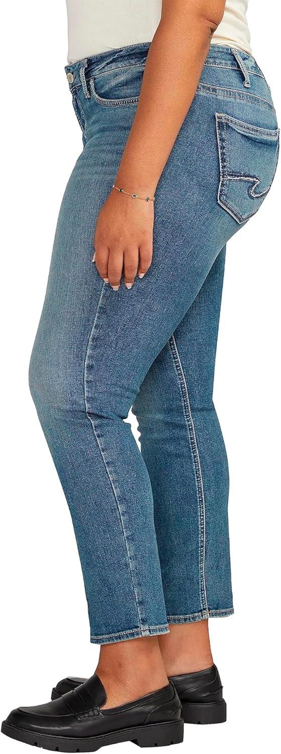image:imageSilver Jeans Co Womens Plus Size Britt Low Rise Curvy Fit Straight Leg JeansMed Wash Epx316