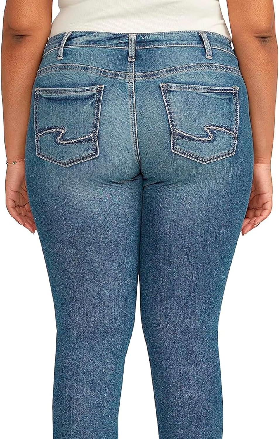 image:imageSilver Jeans Co Womens Plus Size Britt Low Rise Curvy Fit Straight Leg JeansMed Wash Epx316