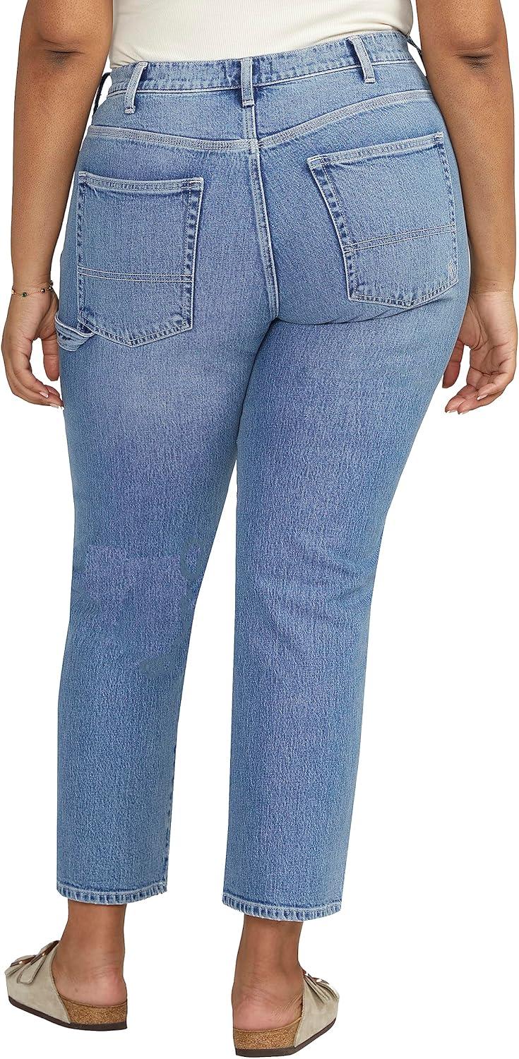 image:imageSilver Jeans Co Womens Plus Size Carpenter High Rise Straight Leg PantMed Wash Rcs224