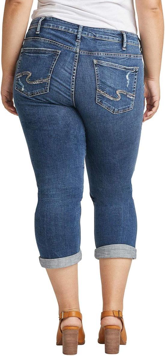 image:imageSilver Jeans Co Womens Plus Size Elyse Mid Rise Capri Jeans LegacyJeansDistressed Dark Shade