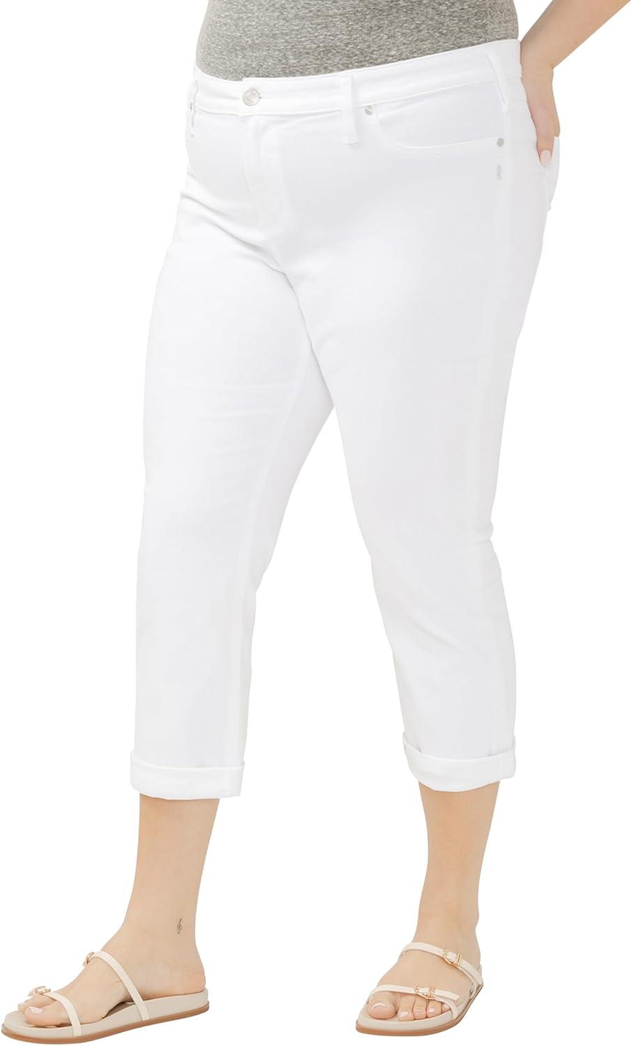 image:imageSilver Jeans Co Womens Plus Size Elyse Mid Rise Capri Jeans LegacyJeansLuxe Stretch White