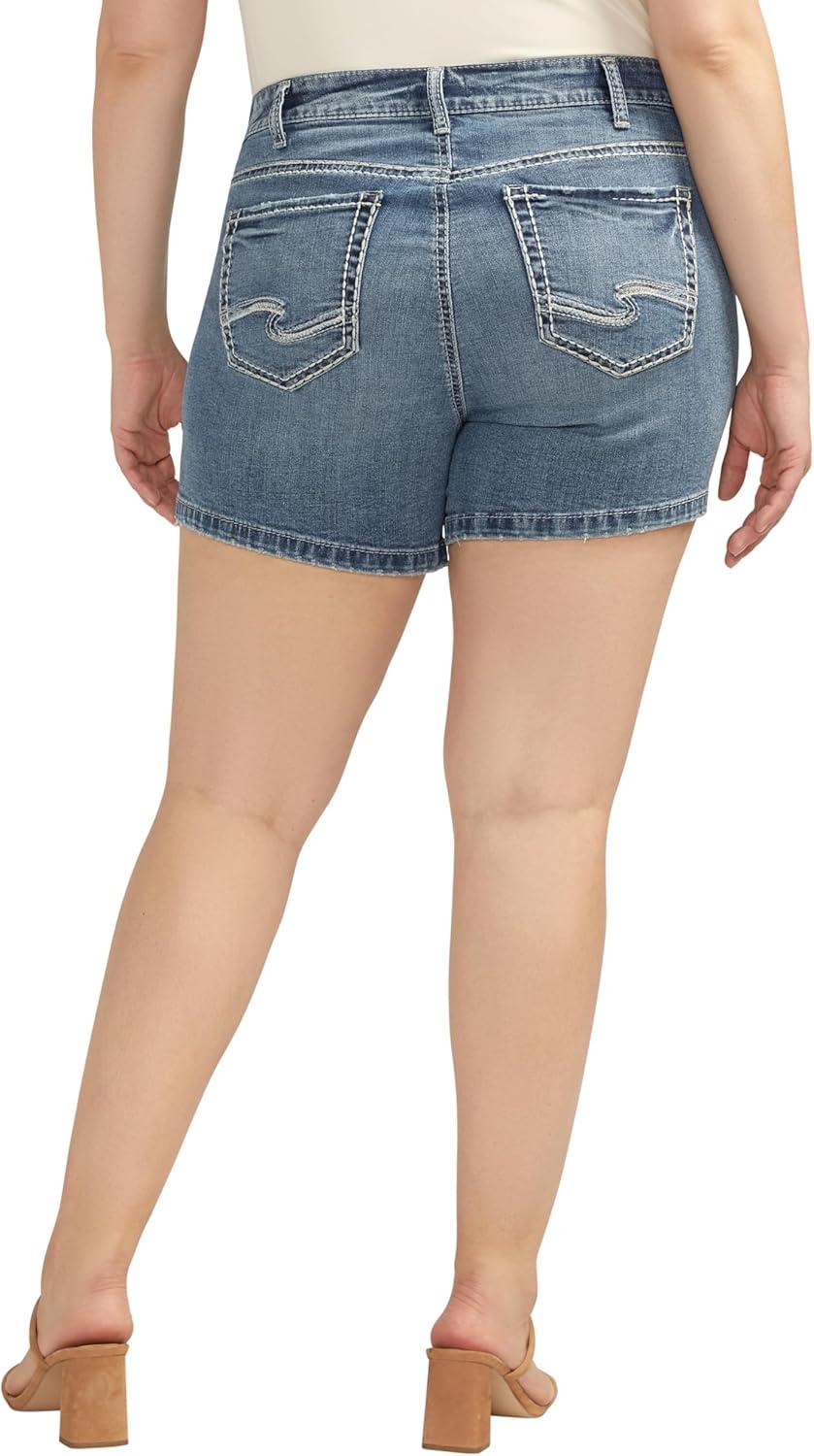 image:imageSilver Jeans Co Womens Plus Size Elyse Mid Rise Comfort Fit ShortDenim ShortsMed Wash Cvs305