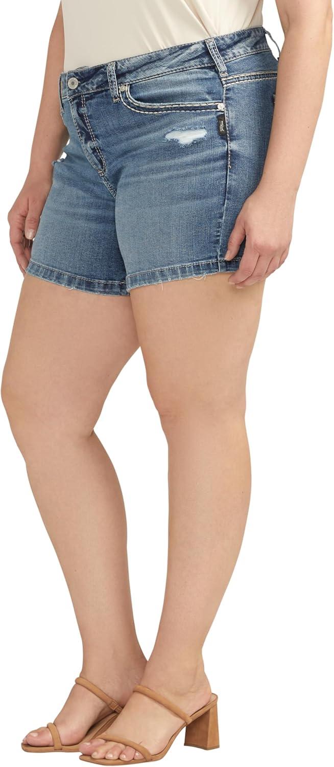 image:imageSilver Jeans Co Womens Plus Size Elyse Mid Rise Comfort Fit ShortDenim ShortsMed Wash Cvs305