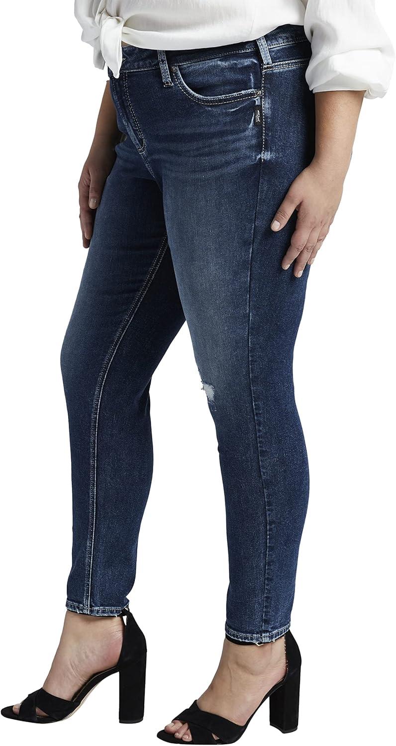 image:imageSilver Jeans Co Womens Plus Size Elyse Mid Rise Comfort Fit Skinny JeansMed Wash Epx372