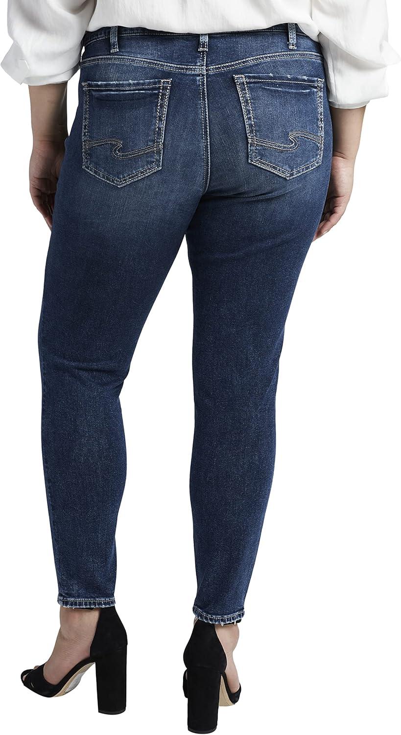 image:imageSilver Jeans Co Womens Plus Size Elyse Mid Rise Comfort Fit Skinny JeansMed Wash Epx372